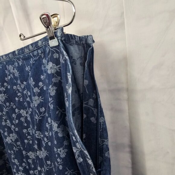 Liz Claiborne Blue Floral Boho Blouse Midi Skirt Chambray Set 12 - Picture 10 of 16